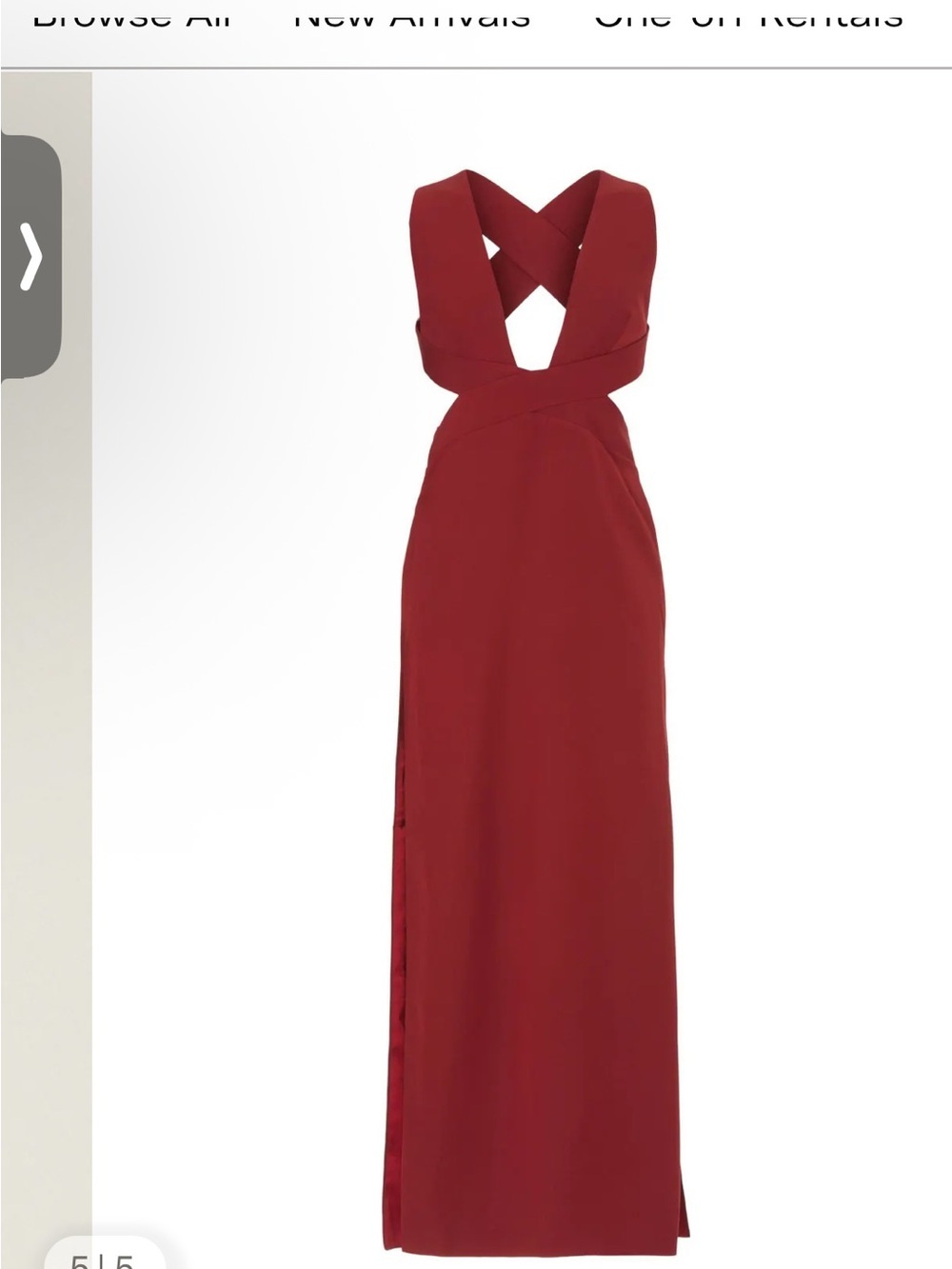 Fame And Partners Wine Red Plunging Maxi Gown View 5
